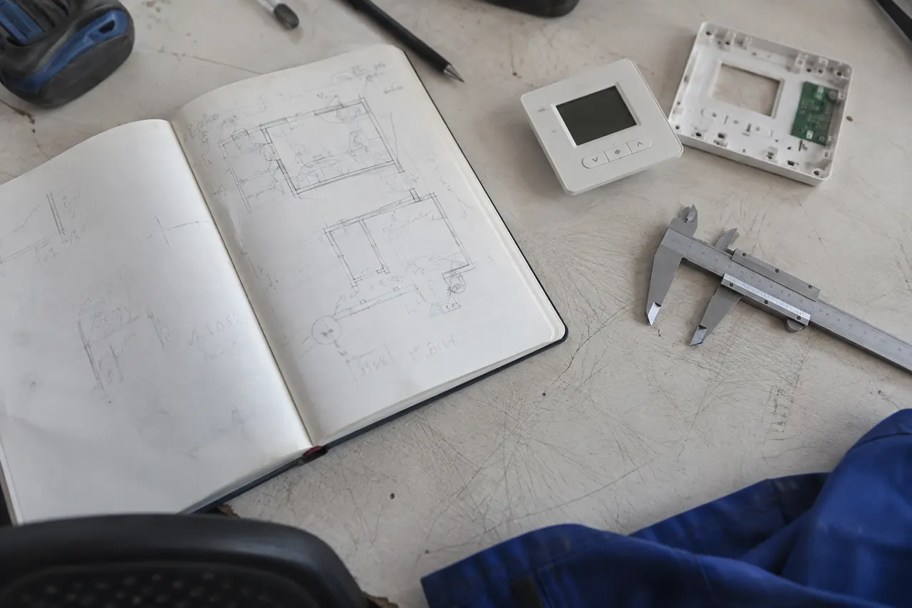 Cuaderno técnico y piezas de un termostato